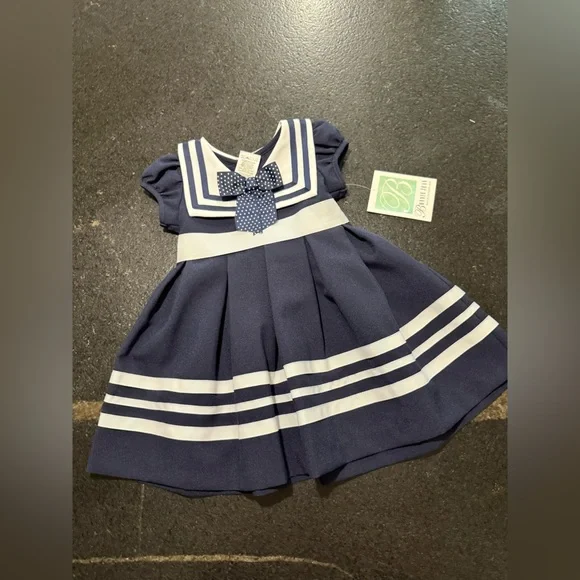 Vintage 90s Sailor Dress - Navy/White 2T - Picture 4 of 8